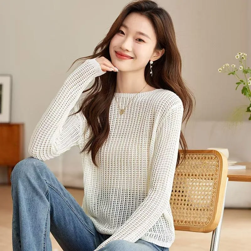 

Women's Sun Protective Lace Slouchy Long Sleeve Cardigan Loose Fit Knit Blouse Top for Summer Spring Fall