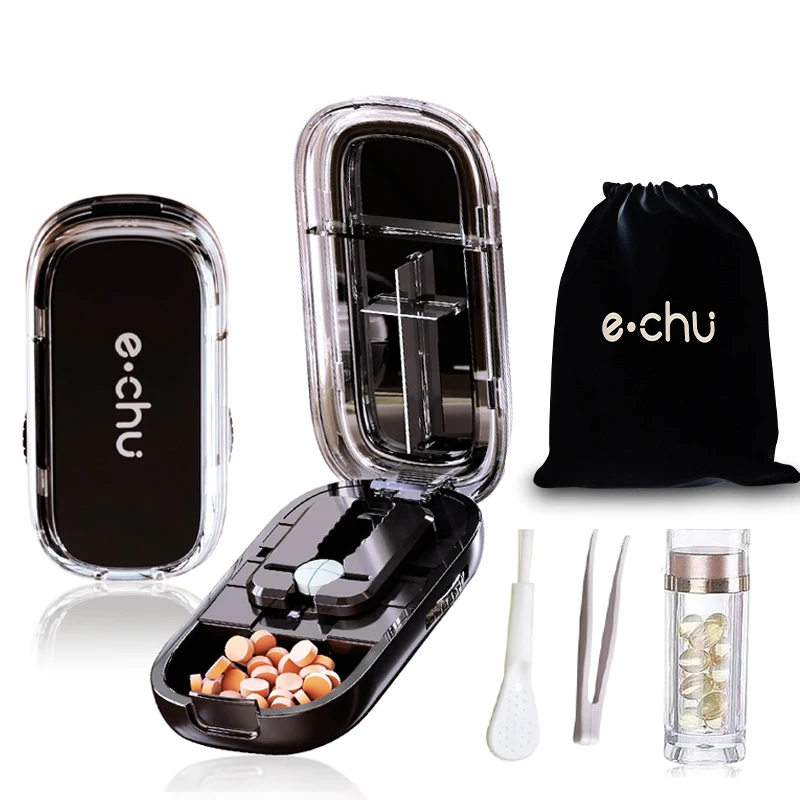

Accurate Pill Cutter Portable 2 In 1 Mini Drug Tablet Medicine Dustproof Divider Organizer Crusher Pill Box With Storage Space