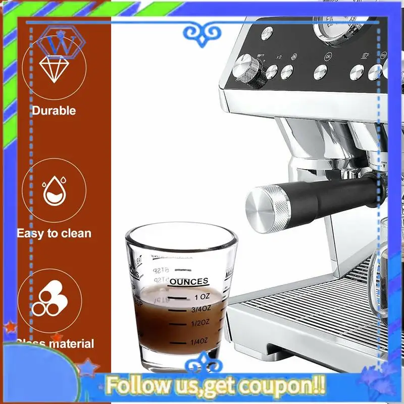 6 قطع كوب قياس سهل الاستخدام، كوب إسبرسو شوت زجاجي سائل ثقيل، كأس نبيذ 26، قياس مدخن 1 أونصة، 6 تيرابايت، 2 تيرابايت، 3