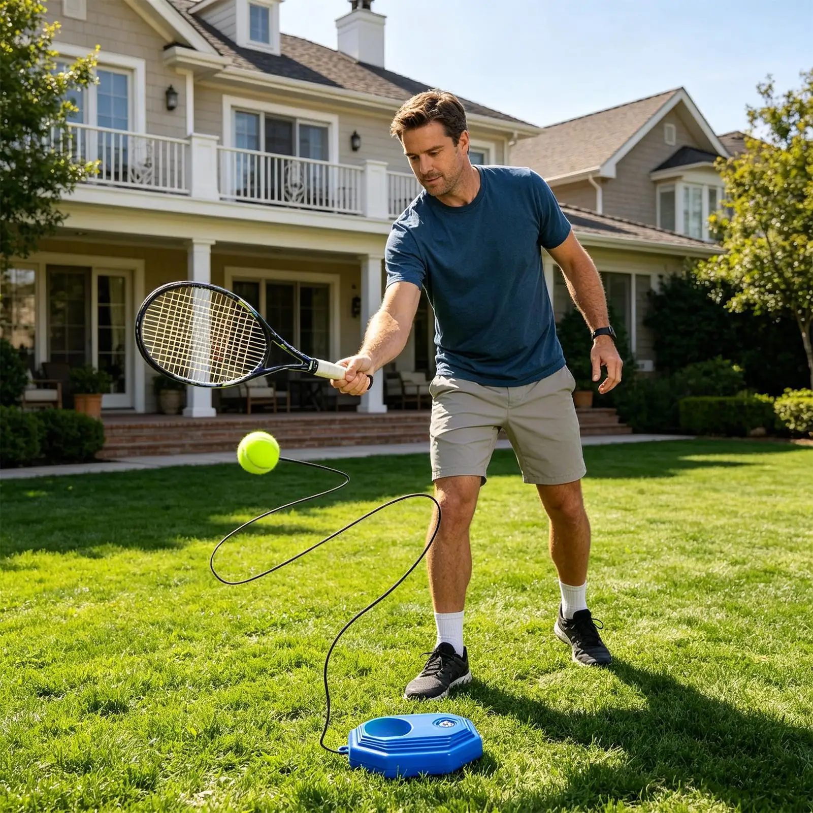 

Tennis Training System Skill Improvement Swing Practice Gadget Tennis Rebounder Set With Stable Base For Beginners Enthusiasts