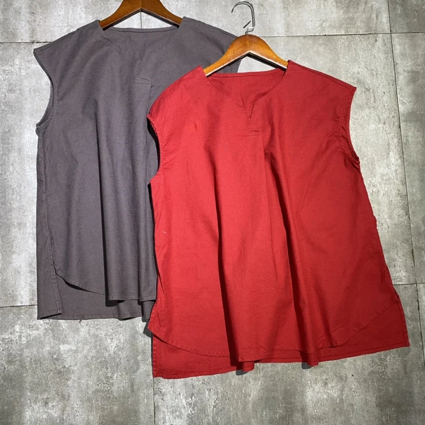 

Loose Cotton Linen Thiened Women's Vest Top Casual Versatile Rabbit Home Japanese Sle Loose Fit oulder Drop-down Tank Top