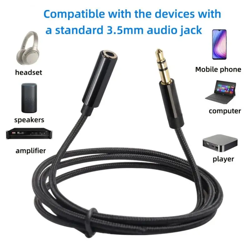 0.5/1/1.8/3/5M Headphone Extension Cable 3.5mm Jack Male To Female 3.5mm AUX Cable Audio Stereo Extender Cord Earphone Speaker