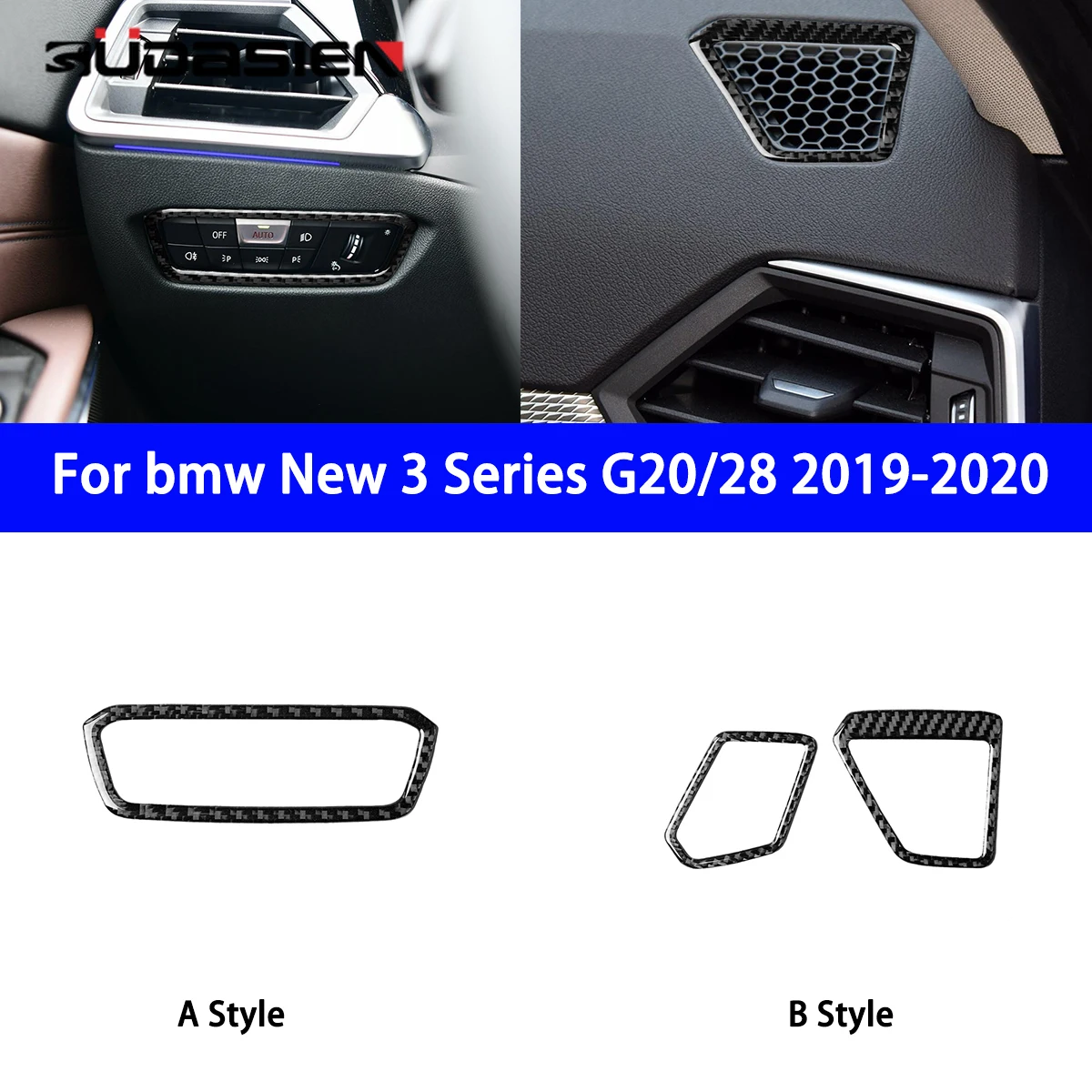 

For BMW 3 Series G20/28 2019-2020 Car Headlight Switches and Dashboard Panel Decorative Stickers Carbon Fiber Modification.