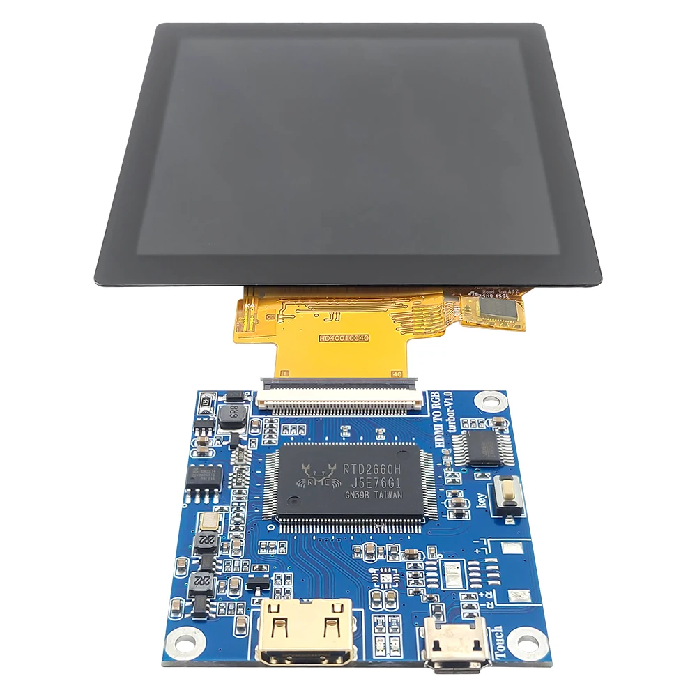 4.0 Inch TFT LCD-scherm Module Vierkant 480*480 3WSPI RGB 18Bit 40Pin 3.3V ST7701S met Touch GT911 HDMI Drive Board