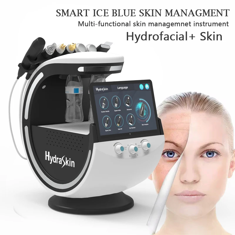 

7-in-1 Smart Ice Blue Skin Analysis Machine Ultrasonic Rejuvenation Microdermabrasion Hyperbaric Oxygen Facial Machine