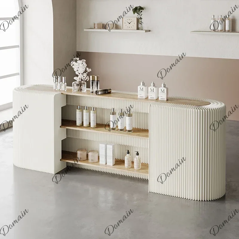 M4T X Design Decor Front Desk Reception Counter Checkout U Shape Oval Reception Desks White Modern Mostrador De Tienda Furniture