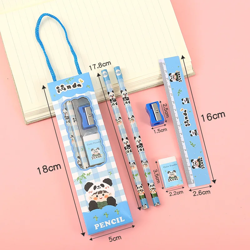 12Sets Cartoon Box 5 In 1 Student Cute Pencil Set Stationery Set Prizes Wholesale