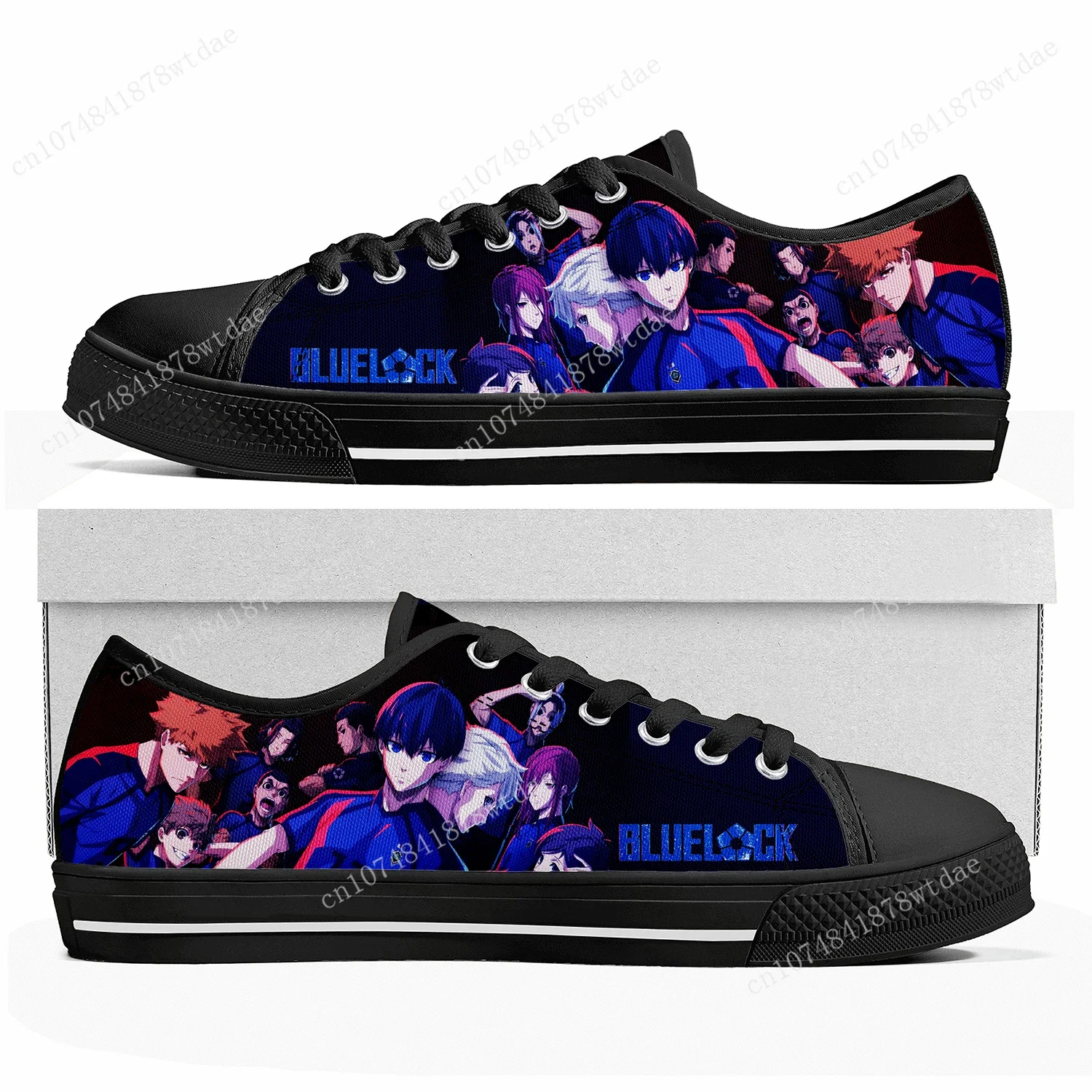 Blue Lock Low Top Sneakers Damen Herren Teenager hochwertige Leinwand Sneaker lässig Yoichi Isagi Anime Cartoon anpassen Schuhe