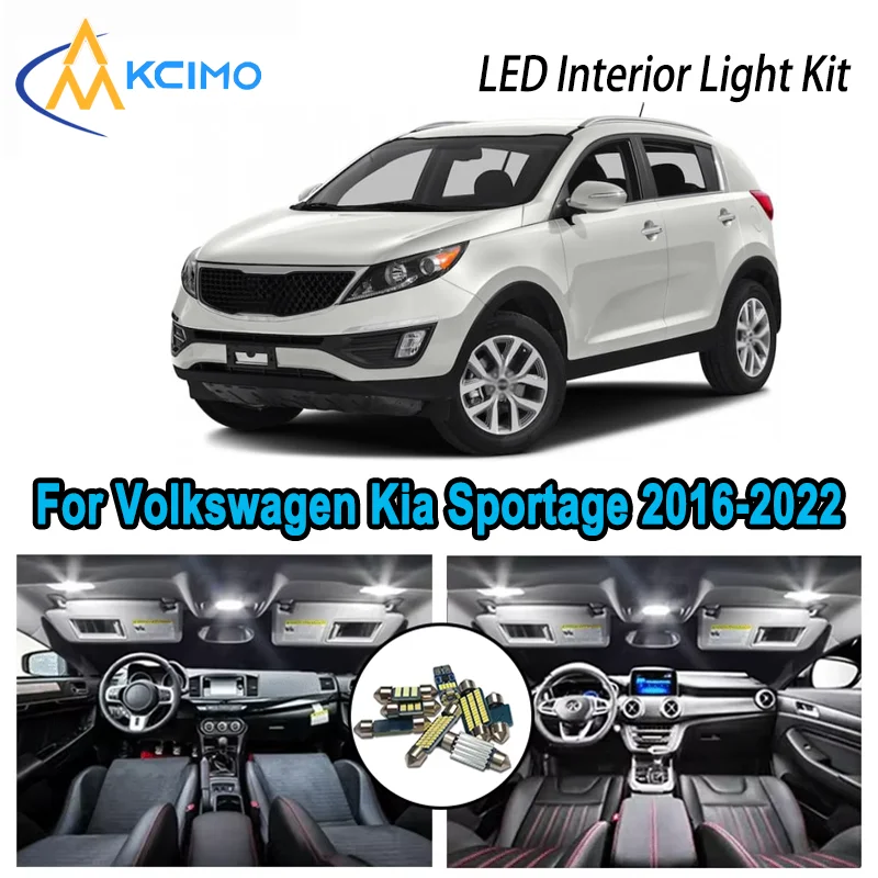 

Premium Bright LED Interior Light Kit for Volkswagen Kia Sportage 2016-2022 2018 Dome Map Trunk Car Lamps with Canbus No Error