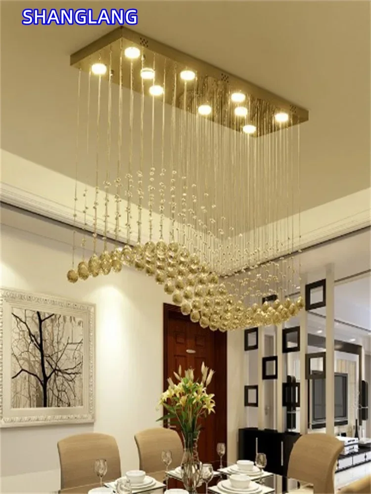 Moderne LED Rechteck Wohnzimmer K9 Kristall Kronleuchter Leuchten Für Café Büro Indoor Hause Lampe