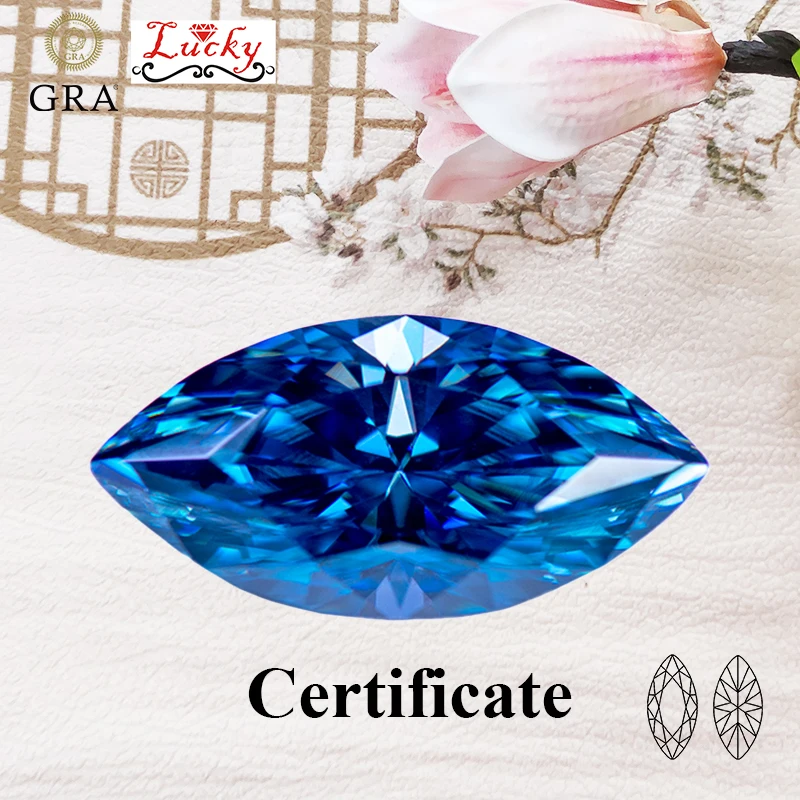 

Moissanite Sapphire Blue Color Marquise Shape VVS1 with GRA Certificate Beads for Charms DIY Jewelry Making Bracelet Materials