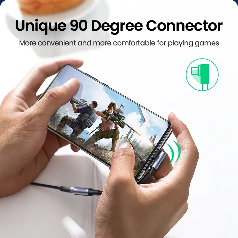 UGREEN-USB 타입 C to 3.5 이어폰 USB C to 3.5 AUX 헤드폰 어댑터 오디오 케이블, 샤오미 화웨이 P30 원플러스 9 USB C 어댑터