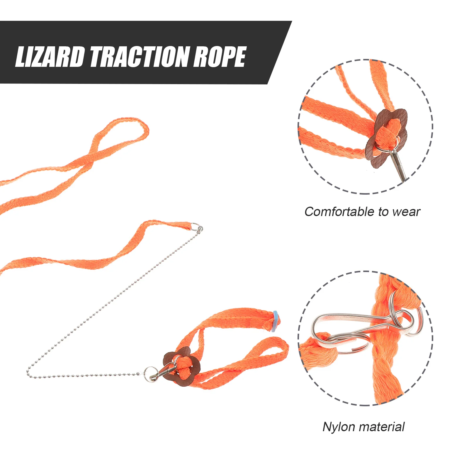 

1.2m Reptile Lizard Harness Leash Adjustable Durable Nylon Metal Clasp Training Outdoor Walk Reptile Harness Lizard Leash