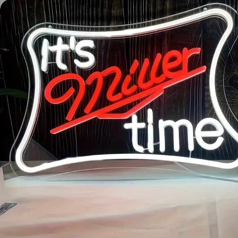 'It's Miller Time' LED Neon Neon Signs Light Signs Custom Personalized Neon Lights for Home Beer Bar Bedroom Cafe Recreation Roo