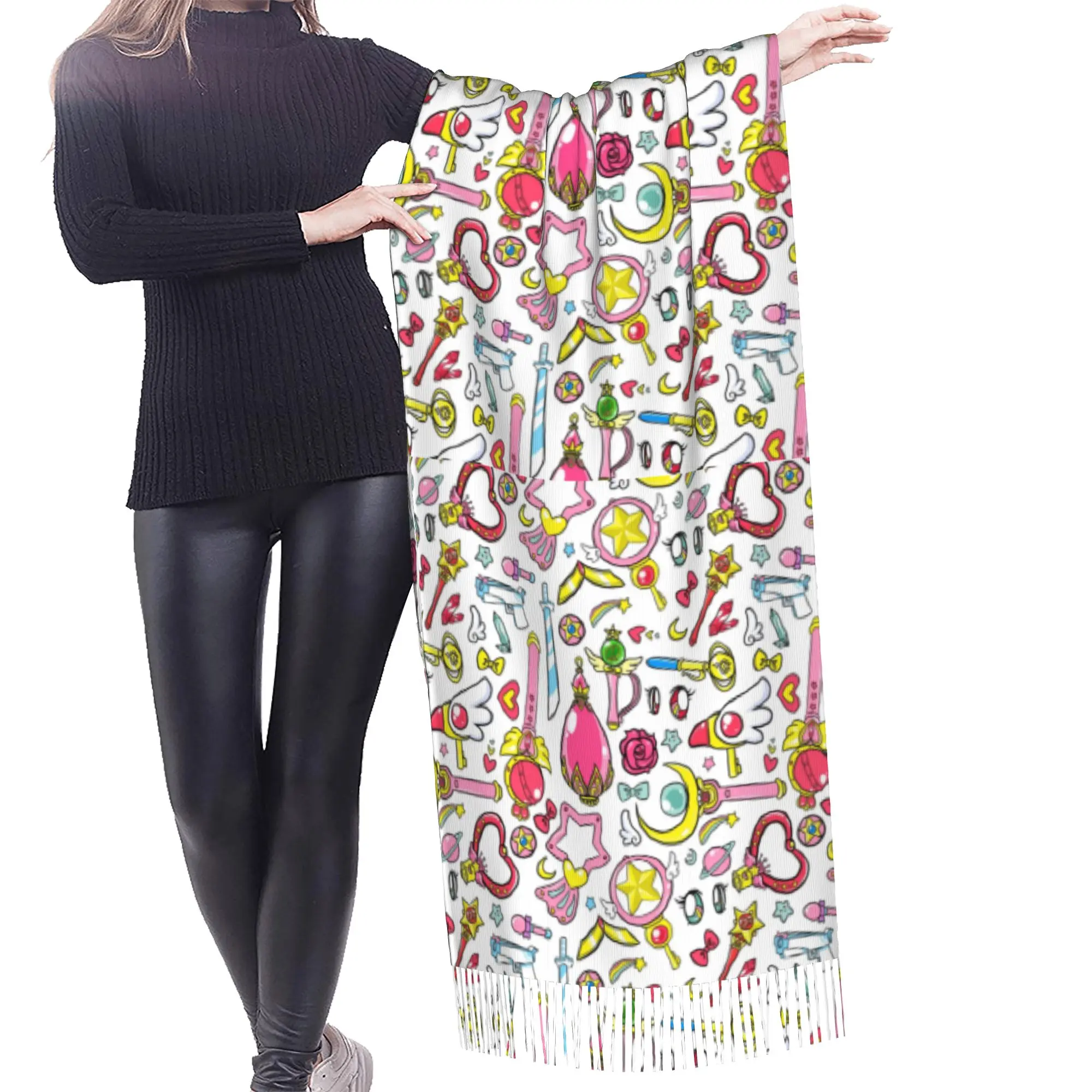 Customized Print Sailored Manga Anime Mooned Scarf  Men Women Winter Fall Warm Scarves Usagi Tsukino Shawls Wraps