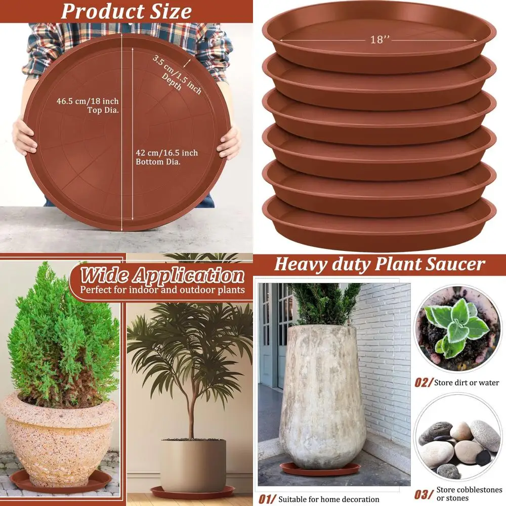 

Heavy-Duty Plastic Plant Saucer, Large 18 Terracotta Pot Water Tray for Indoor & Outdoor Plants