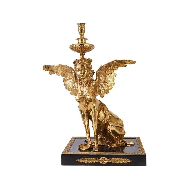 

Angel all copper retro, candlestick European court dewaxing, exhibition hall creativity, candle marble ornament