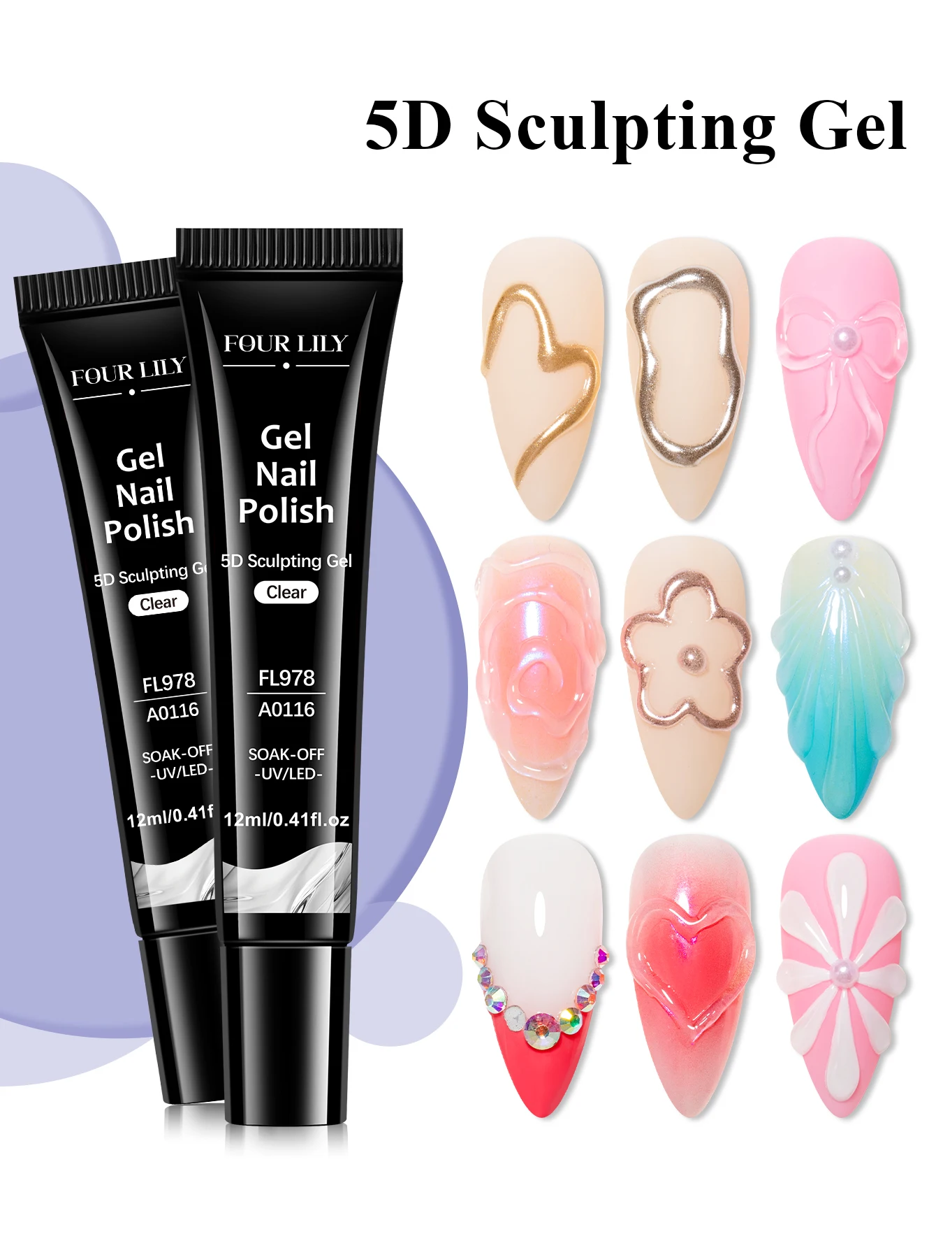 1/2/3pcs 12ml 5D Sculpting Gel Polish Nail Art Modeling Gel Waterproof Sculpting gel Nail Art 3D Design Gel for Carvings & Shape