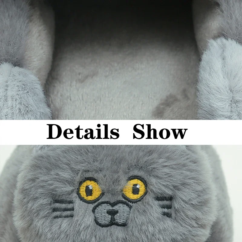 مضحك القط لطيف الكرتون قصيرة الشعر نعال قماش للنساء الرجال المنزل داخلي رقيق لينة أفخم أحذية المنزل غرفة نوم الفراء الشرائح البغال