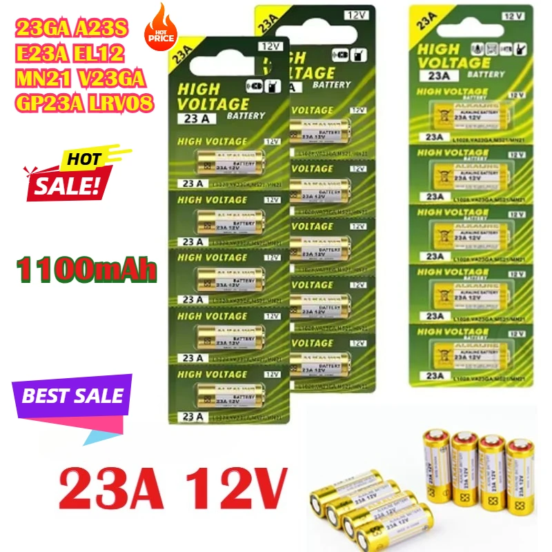 

23A 12V Battery 23GA A23S E23A EL12 MN21 V23GA GP23A LRV08 for Doorbell Remote Control Electric Toy A23 Alkaline Battery Pack