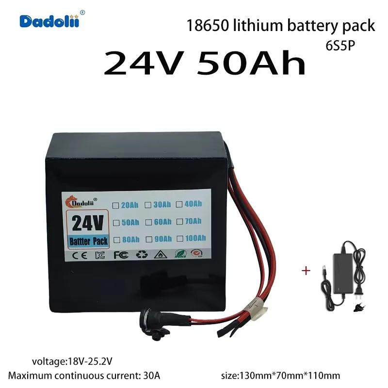 

6S5P 25.2V 18650 ternary lithium battery pack, with a capacity of 50Ah, adopts new battery cells, featuring strong power and l