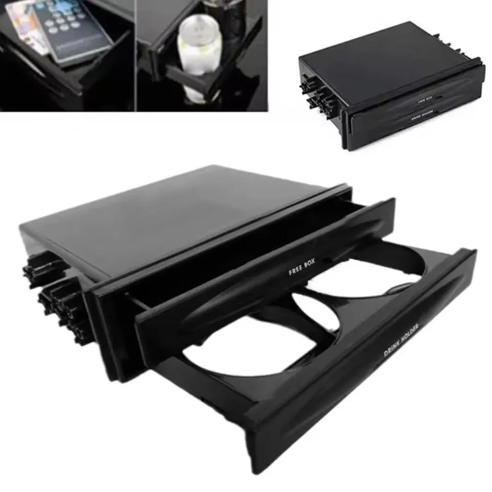 1PCS Car Drinks Mounts Holders Auto Car Single 1 Din 2 Layer Radio Pocket Kit Drink Cup Holder Storage Box Automobiles Holde Box