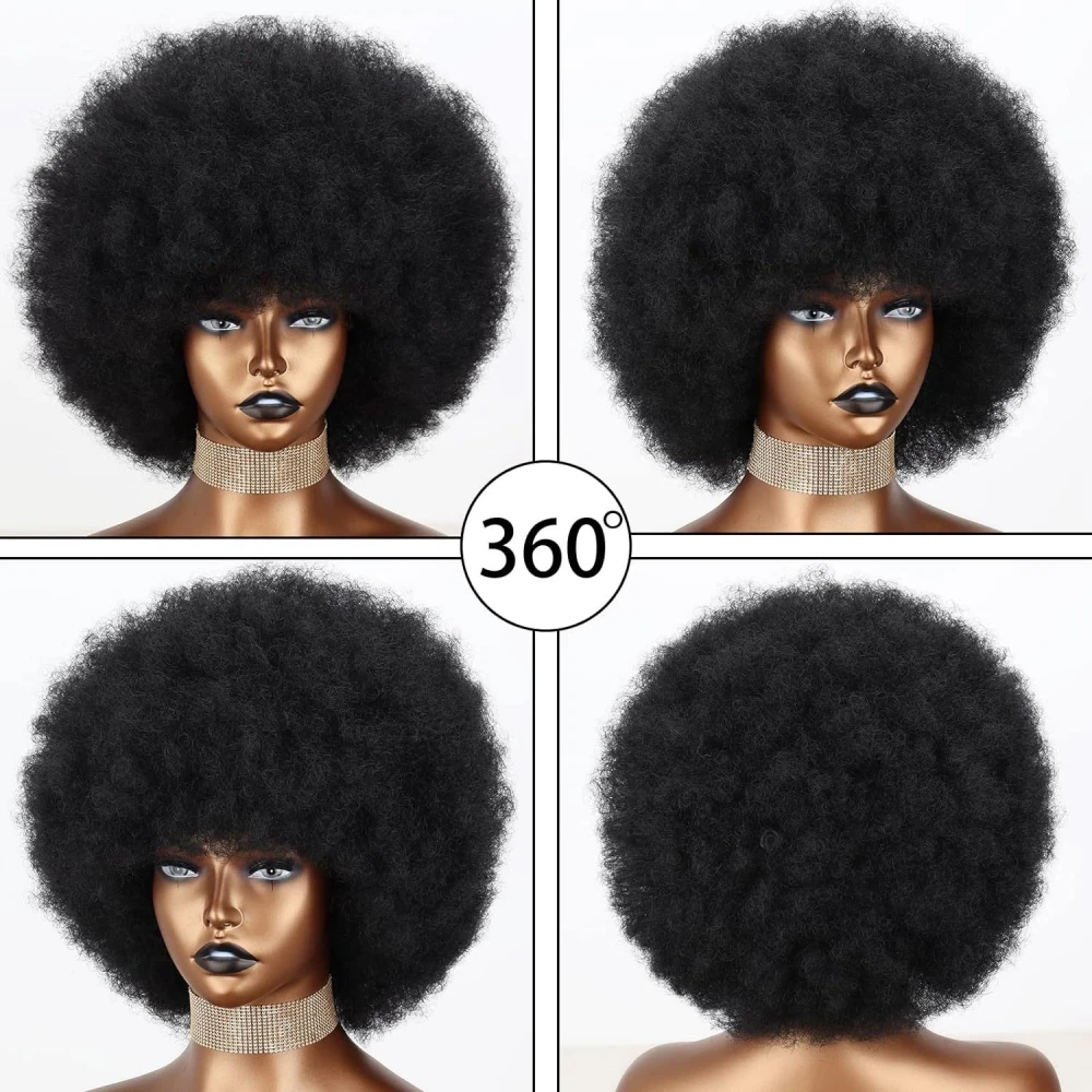 Pelucas cortas sintéticas, pelucas rizadas Afro con flequillo para mujeres negras, marrón, rojo, colores mezclados, sin pegamento, rosa, red, uso diario para Cosplay