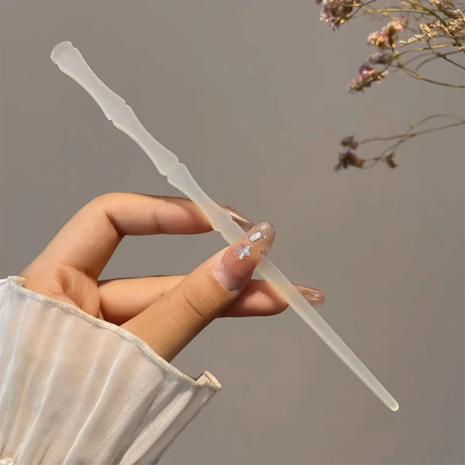 Green/White Acetic Acid Hair Sticks Forks Simple Hair Bun Maker Chinese Style New Year Gifts Women Girls Updo Hairpins Side Clip