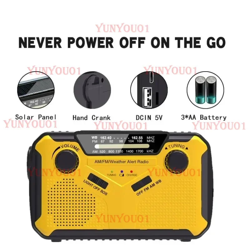 

Disaster Prevention Weather Forecast Solar Generation Emergency Radio with Mobile Power Supply Outdoor Emergency Radio