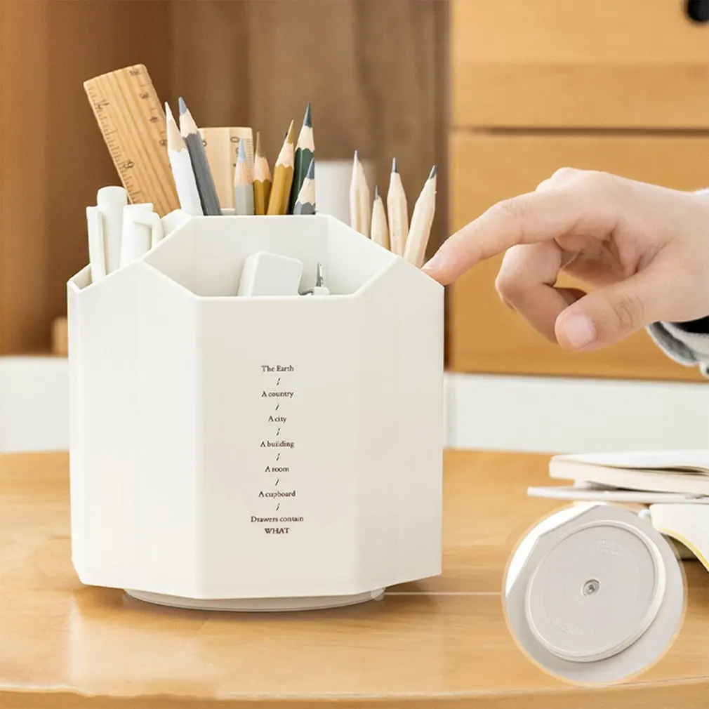 

2025 Hot Rotate Pen Holder Stand For School Office Sturdy Storage Supplies Stationery Cosmetics Organizer Desktop Accessories