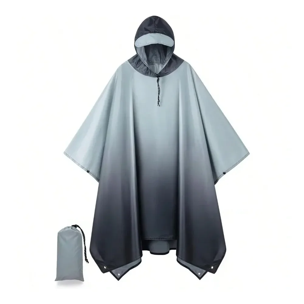 

Hooded Rain Poncho For Adult Waterproof Lightweight Raincoat For Hiking Camping