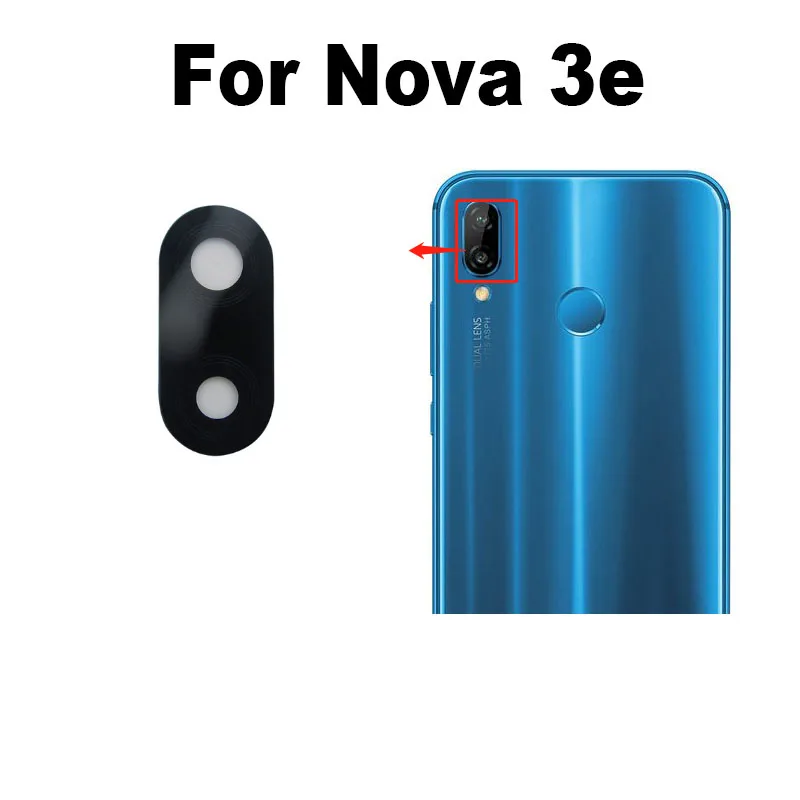 กระจก3E ด้านหลังสำหรับ Huawei nova 3 3i กระจกเลนส์กล้องกระจกด้านหลังพร้อมกาวสติกเกอร์กาว