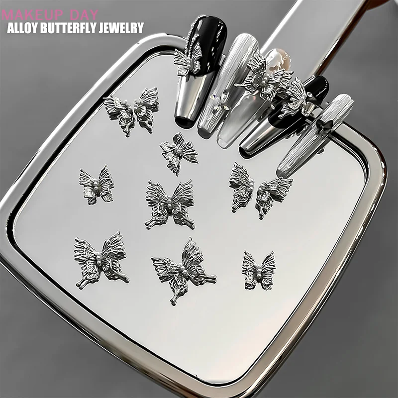 Breloques en alliage d'argent pour Nail Art, papillon, nœud, accessoires de manucure, porte, rétro, N64, décoration, fournitures de conception, poupée, 2 pièces