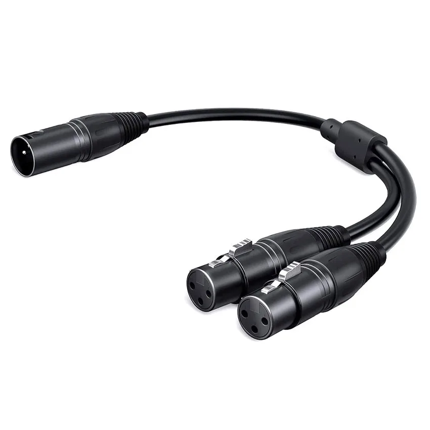 1pc 50cm XLR Splitter Cable Male to Dual Female Y-Splitter 3Pin Balanced Microphone Line Foil Braided Shielded For Microphone
