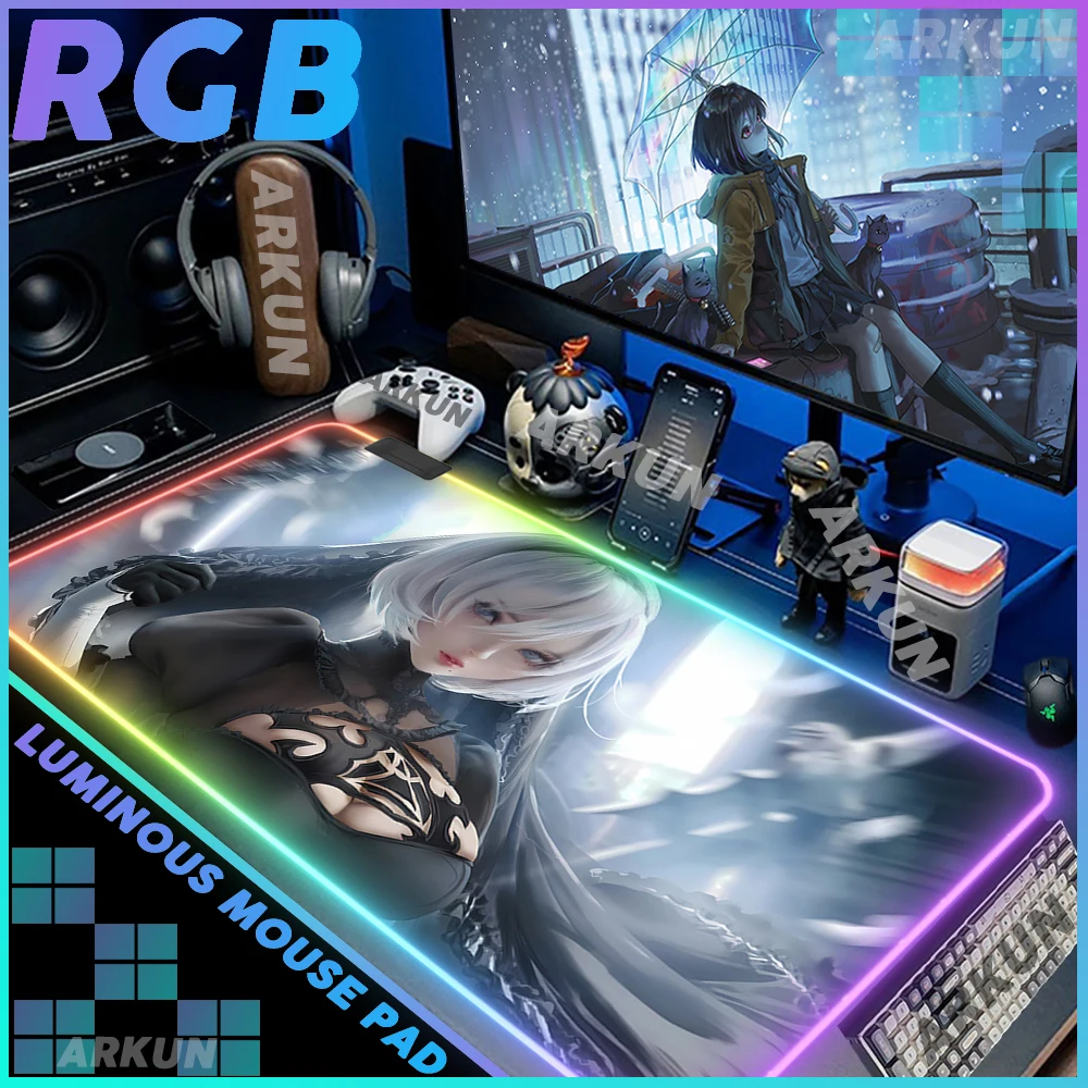 

RGB Kawaii Sex Hot YoRHa No. 2 Type B Cool Action Plot Hack And Slash Game NieR:Automata Mouse Pad Large LED Gamer Backlight Mat