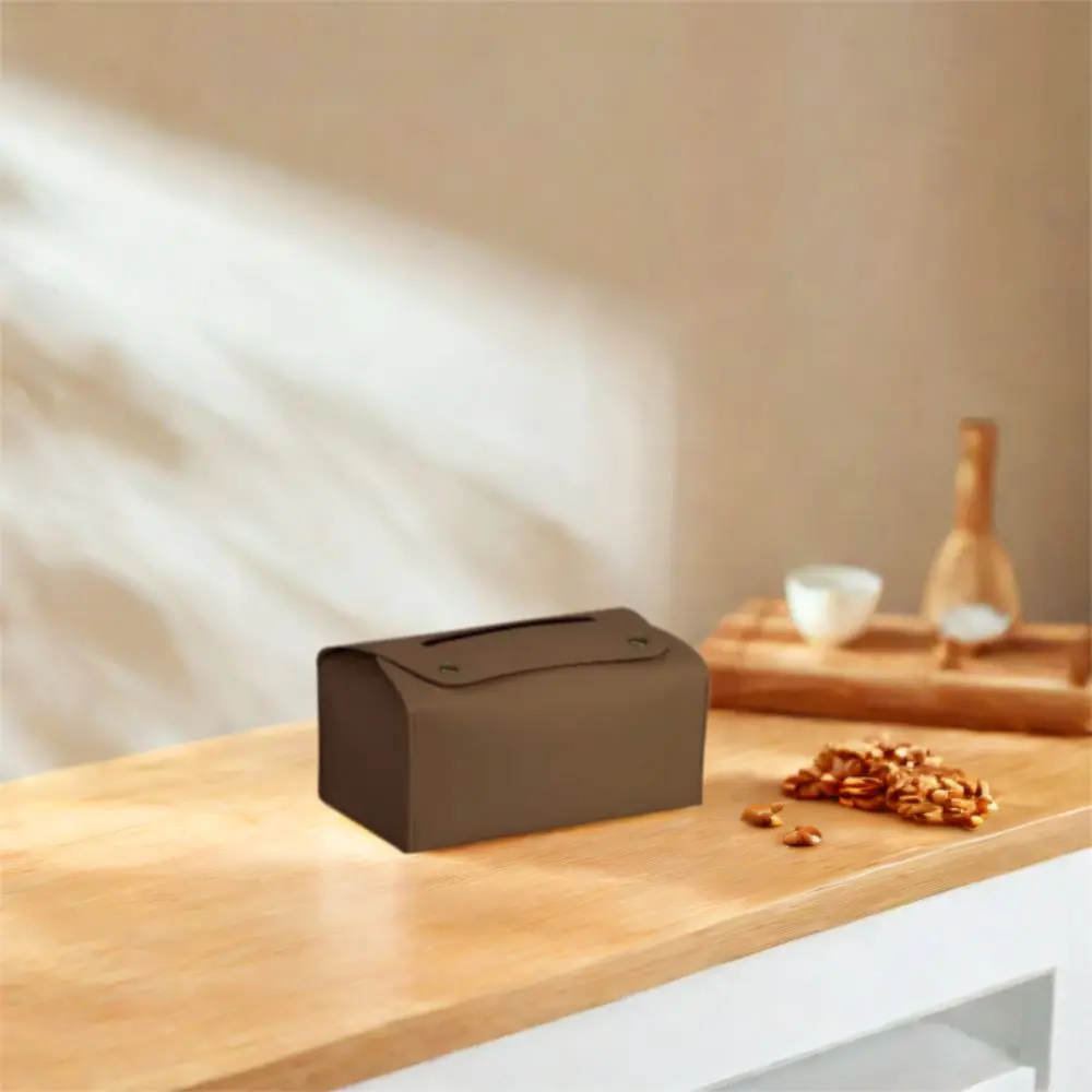 2pcs Napkin Holder PU Leather Tissue Dispenser Box Nordic Style Simple Tissue Organizer Foldable Waterproof Tissue Case Car