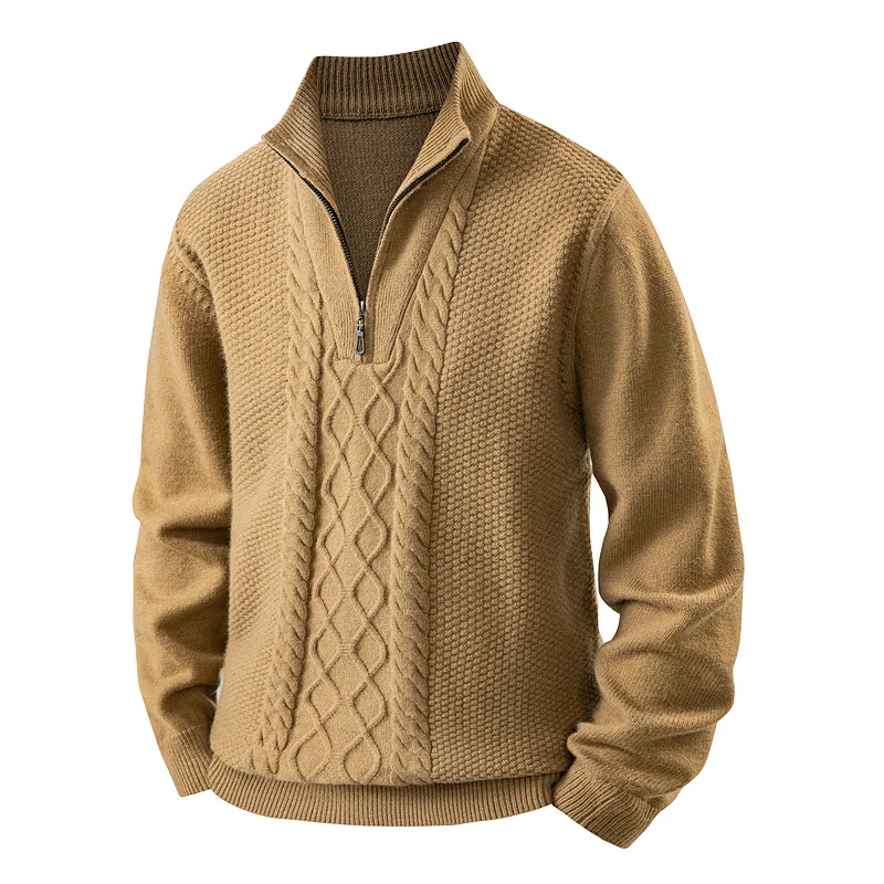

Men's Casual Sle Thi Warm Twisted Knitwear f High Collar Color Knitted Stand Collar Sweater Base irt Autumn Wi...