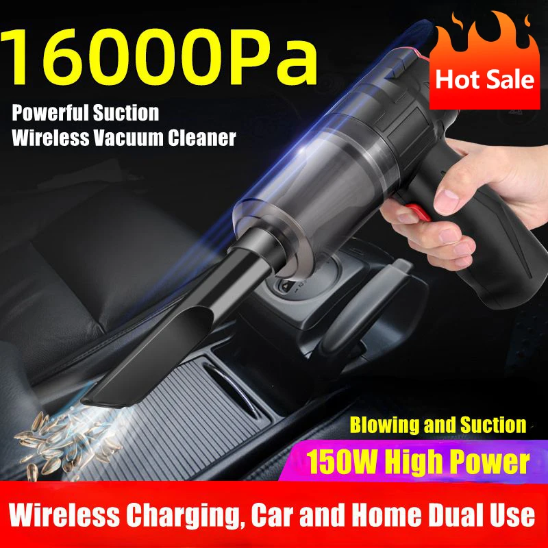 Wireless Car Handheld Vacuum Cleaner Portable 16000PA Powerful Suction Wet And Dry Smart Cordless Interior Accessories For Home