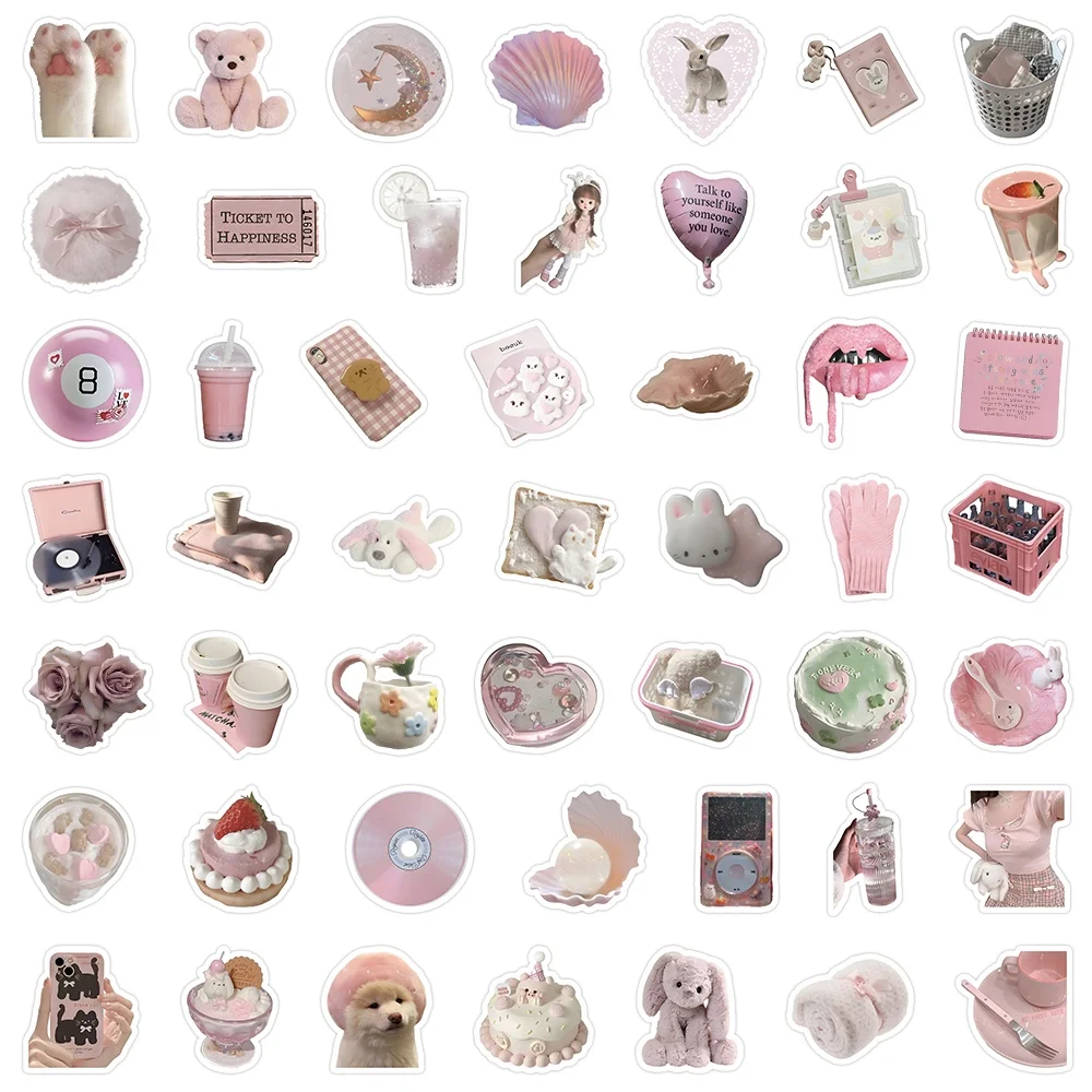 103PCS INS Style Cute Pink Small Items For Helmet Bicycle Hand Account Pencil Case Decals  BulingBulingStickers Store