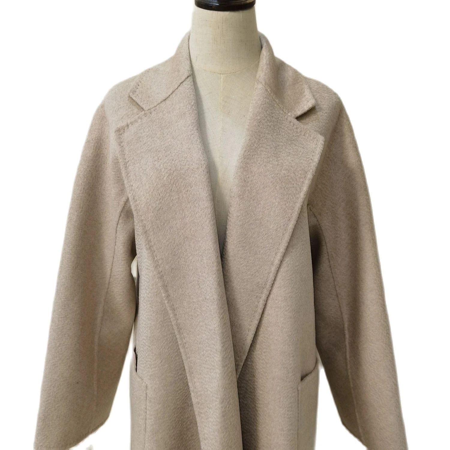 Cappotto invernale in cashmere di fascia alta da donna 2024 autunno lungo cappotto cammello allentato ondulazione dell\'acqua giacca casual alla moda