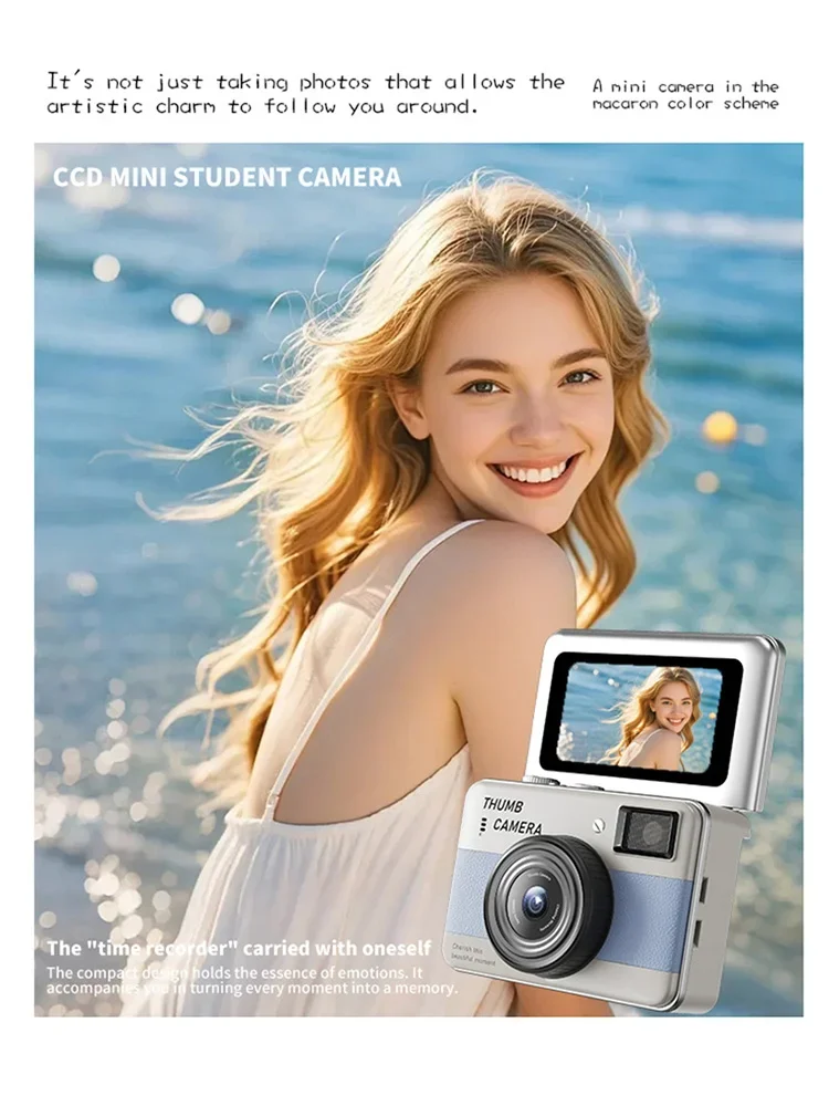 Lenovo 4K CCD HD-camera One-Touch Photo Mini-camera Camera op duimformaat Flip-Cover-ontwerp Studentvriendelijke draagbare metgezel