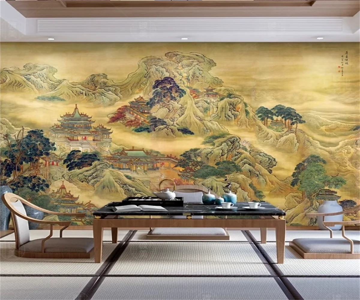 Custom Mural Wallpaper Home Decor New Chinese landscape painting ink landscape Photo Wall Paper For Living Room wall stickers