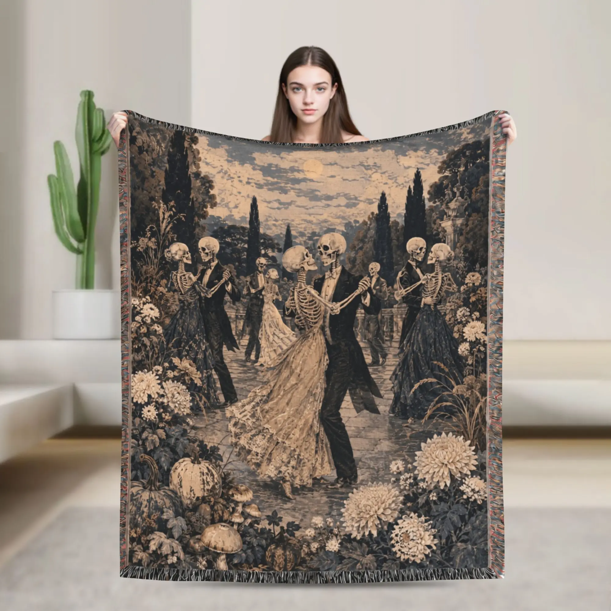 Introvert Skeleton Halloween Flannel Blanket Autumn  Super Warm Throw Blanket for Kids Adult Couch Chair  Sofa Bed Cover