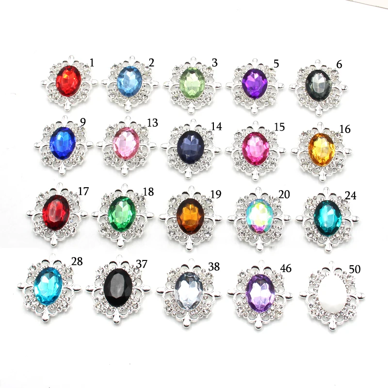 10Pcs 29 * 32MM shiny diamond alloy accessories Diy wedding dress headwear gift box invitation decoration accessories