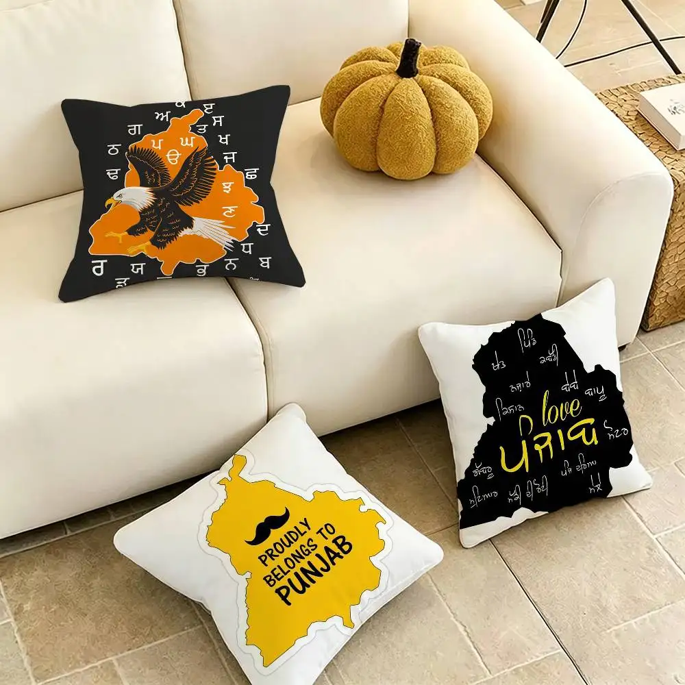 

Punjab-B Map Pillow Case Square Double-Sided Sofa Cushion Cover Bedroom Bedside Pillow Gift