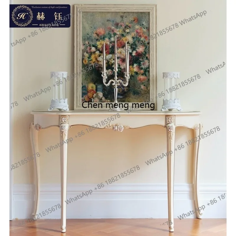 

European solid wood carving flower entrance table American neoclassical foyer decorative table dresser