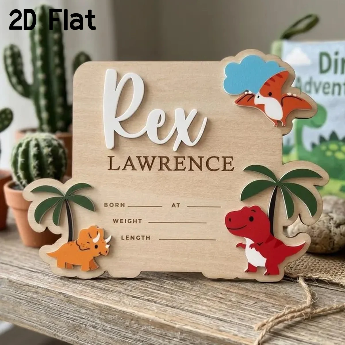 Personalized Dinosaur Wooden B - огляд і ціна Baby Nursery Name Sign