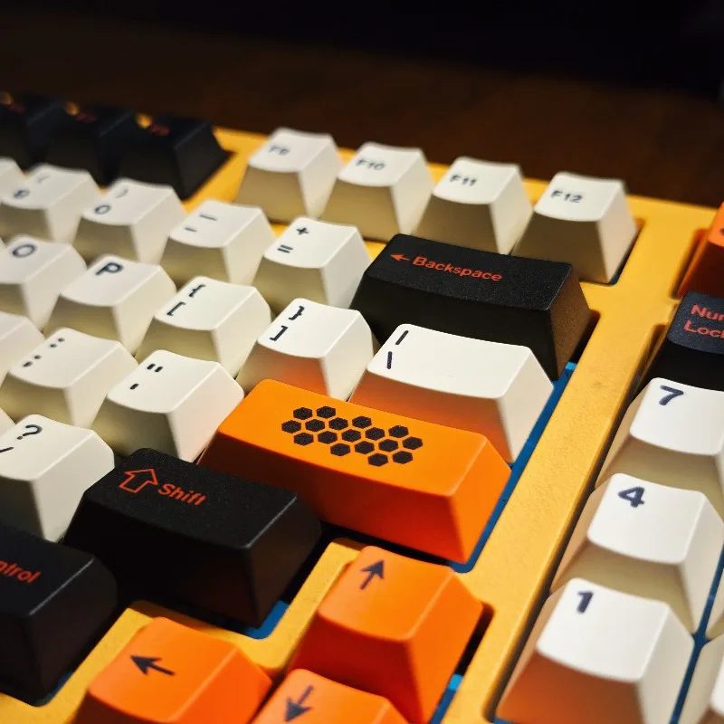 Black Orange White Theme Keycaps Set Customized PBT Sublimation Cherry Profile Keyboard Cap for Mechanical Keyboard Accessories