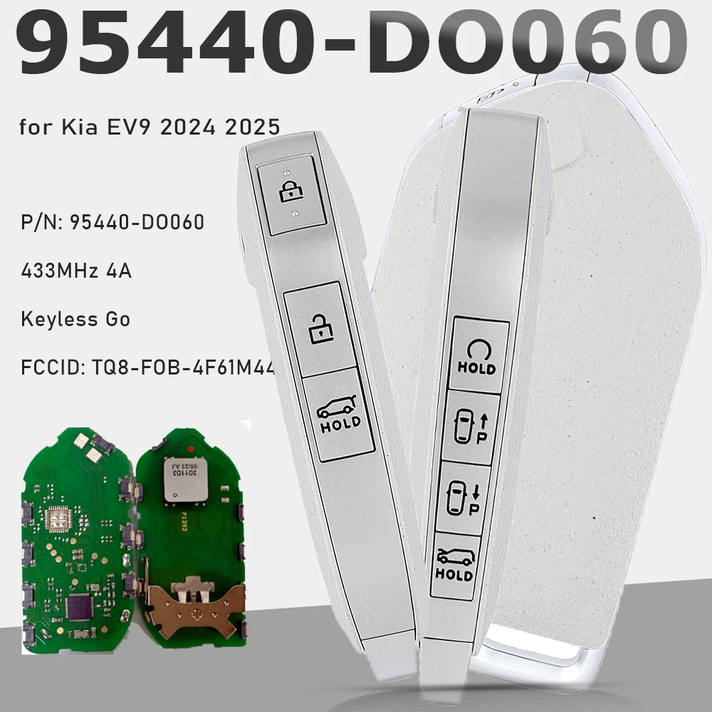 KEYECU PN: 95440-DO060 Chave remota inteligente FOB 8 botões Keyless Go FOB 4A 433MHz para Kia EV9 2024 2025