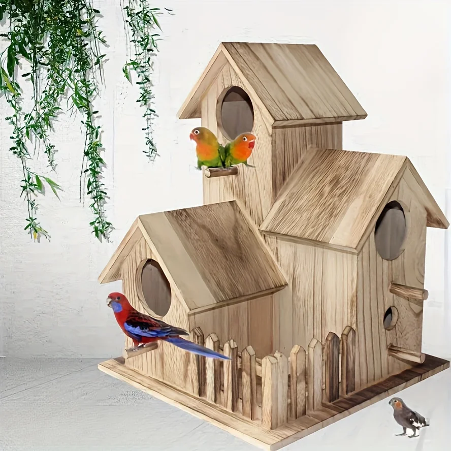 1 Piece of Cute Bird's Nest, Villa Style Bird House, Parrot Nest, Wooden Bird House Bird Cage Accessories Bird Cage